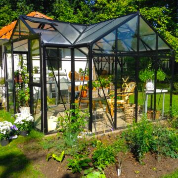 Gardenmeister Orangerie 100 tuinkamer veiligheidsglas 4 mm & polycarbonaat 8 mm combi zwart GM901200