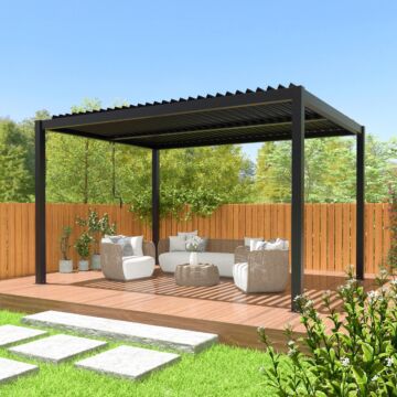 Jimmy at Work Budget aluminium pergola met lamellen 4 x 3 m manueel antraciet JAW3485535